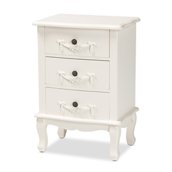 Baxton Studio Callen Classic and Traditional White Finished Wood 3-Drawer End Table